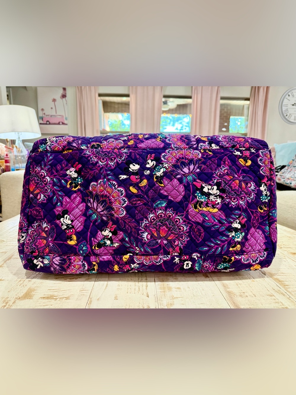 Disney Vera Bradley Mickey & Minnie’s Flirty Floral Large Travel Duffel Bag - Picture 6 of 14